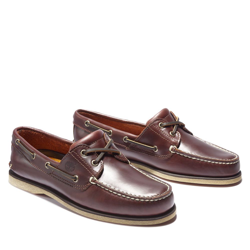 Timberland Mens Boat Shoes 2-Eye - Burgundy - India HQ8137204